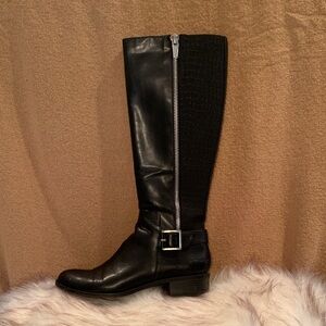 Calvin Klein Black Knee-High Boots with Silver Zipper